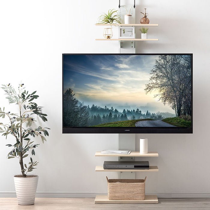 棚板4枚］[32～65インチ対応] 突っ張り式 テレビスタンド 上下左右首