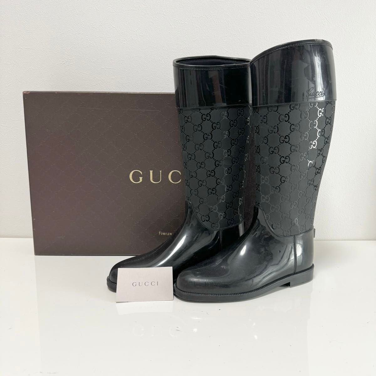 グッチ レインブーツ ラバー 長靴 ブラック 黒 GUCCI｜Yahoo!フリマ