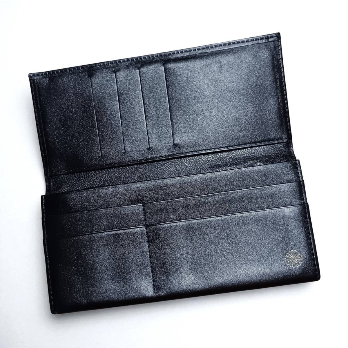 皇居 長財布 ブラック 本革 / 札入れ ウォレット 黒 皇室 二つ折り