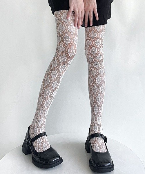 フラワーレースタイツ 網タイツ cula953（タイツ/ストッキング