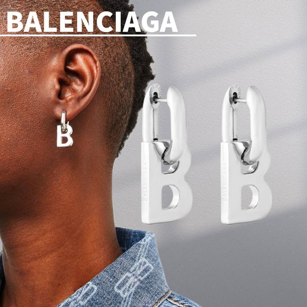 関税込【BALENCIAGA】B CHAIN XS ピアス silver (BALENCIAGA/ピアス
