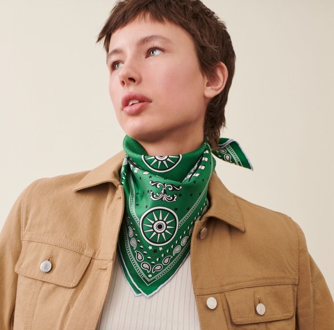 スカーフ【HERMES】シルクバンダナ 55《オール・アボード！》1色