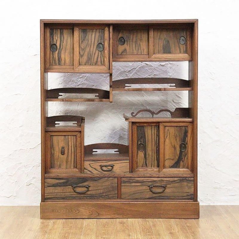 茶箪笥 日本製 ケヤキ 黒柿 大正昭和レトロ