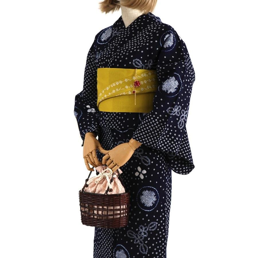 浴衣 有松 鳴海 手絞り 数量限定 特別価格 花としゃぼん玉 濃紺 有松