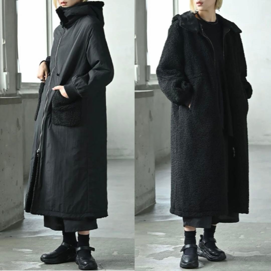 新品 funda mine 4WAY ボア ロング コート リバーシブル フード 4WAY ボアロングコート – funda mine