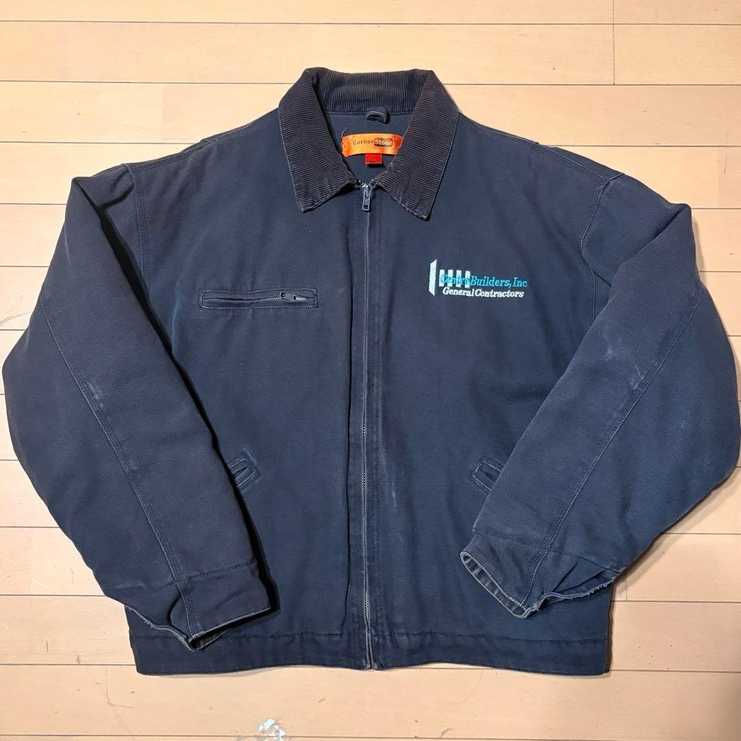 cornerstoneコーナーストーン　ダック地　デトロイトジャケット　企業 CornerStone ダック クロス ワークジャケット J763 チャコール メンズ