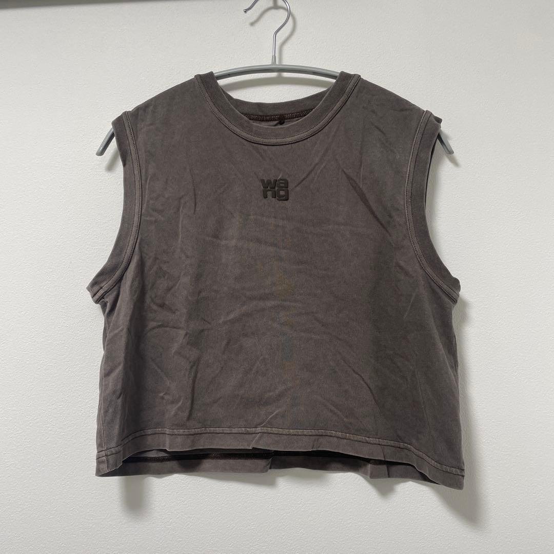 【Alexander wang】別注限定色：ロゴタンクトップ alexanderwang アレキサンダーワング リブコットン タンクトップ BLACK