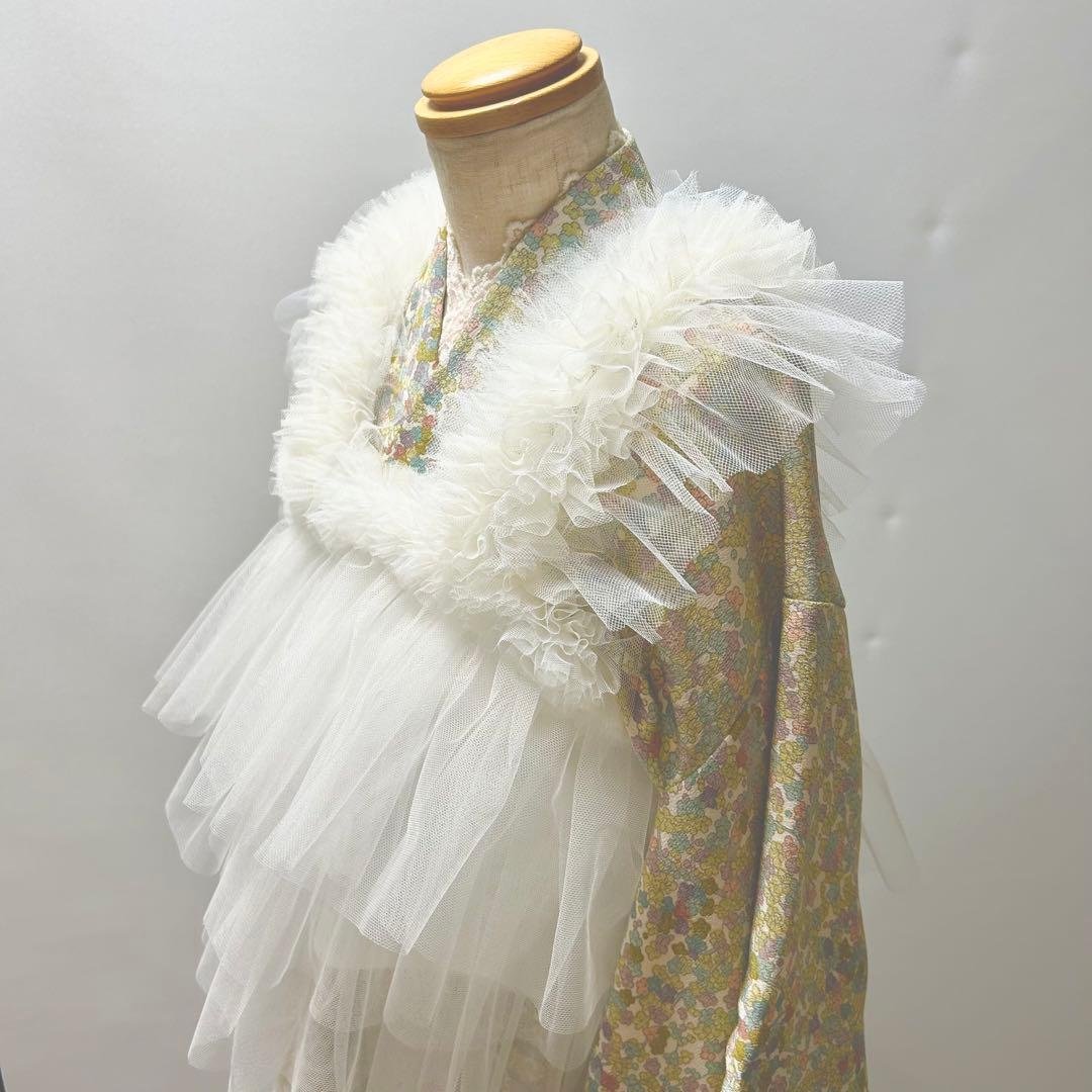 被布エプロン【フリルホワイト】チュール被布 被布ドレス 七五三