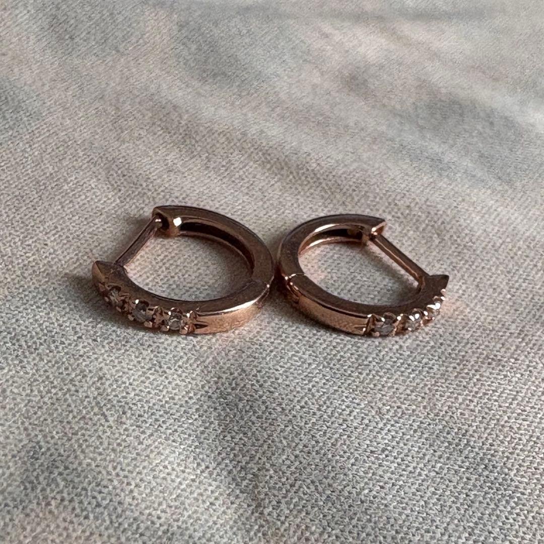 か*こ様 TSUTSUMI K10 ピンクゴールドダイヤモンドピアス フープピア K10ピンクゴールドダイヤモンドピアス(RPE407-001)|TSUTSUMI