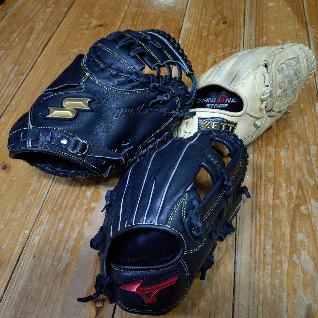 ミズノ・ゼット・SSK 軟式グローブ 右投げ 3点セット MIZUNO（ミズノ） 野球 軟式グローブ 軟式 グローブ グラブ 軟式用 内